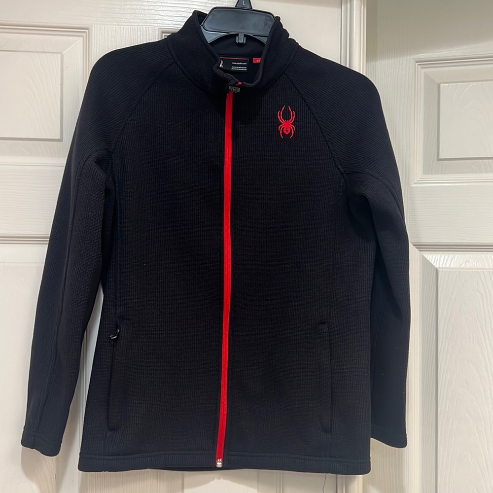 Spyder Black and Red Full Zip Thermal‎ Jacket Youth Size L14/16